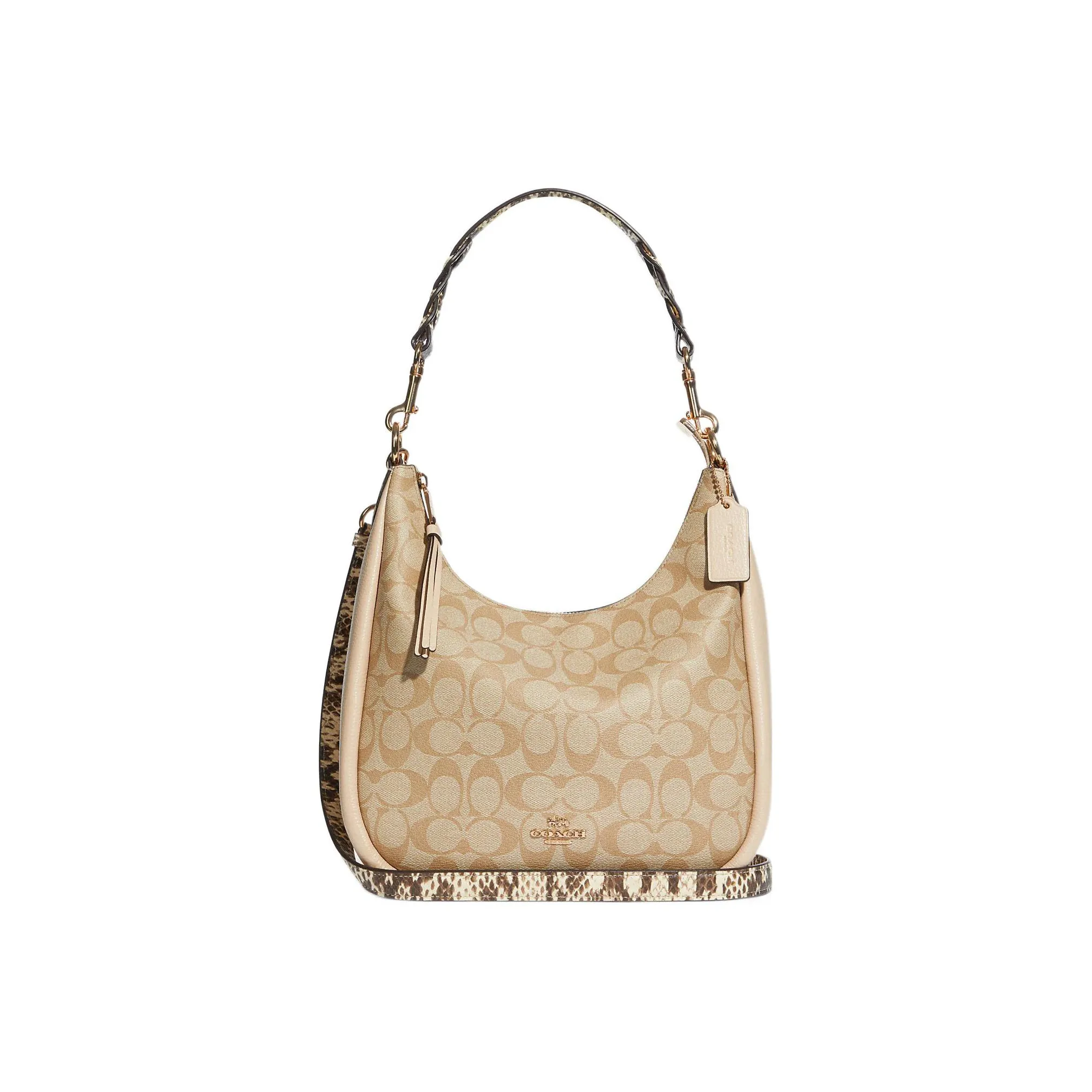 COACH Jules Canvas With Leather Shoulder Bag Handbags Shoulder Bag Crossbody Bag Large Size Women's Khaki