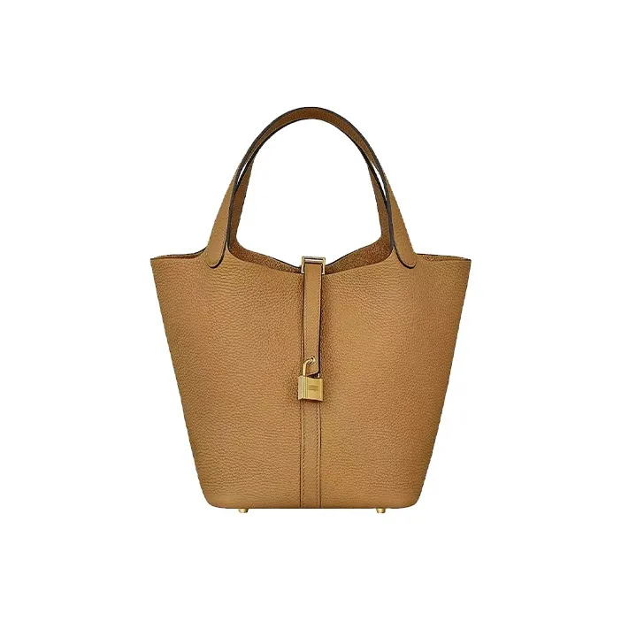 HERMES Picotin Lock Clemence Bullock Leather Basket Bag Handbag Bucket Bag 22 Women's 4B Biscuit Cookie