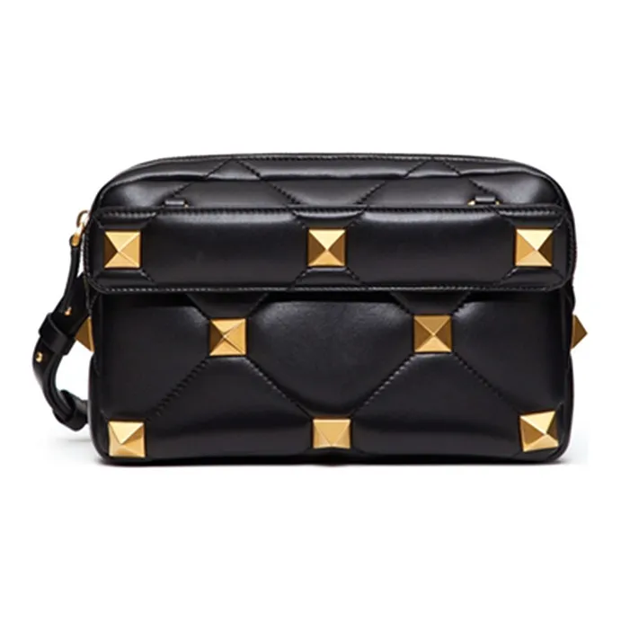 Valentino Roman Stud Soft Sheep Leather Shoulder Bag Crossbody Bag Regular Men's Black