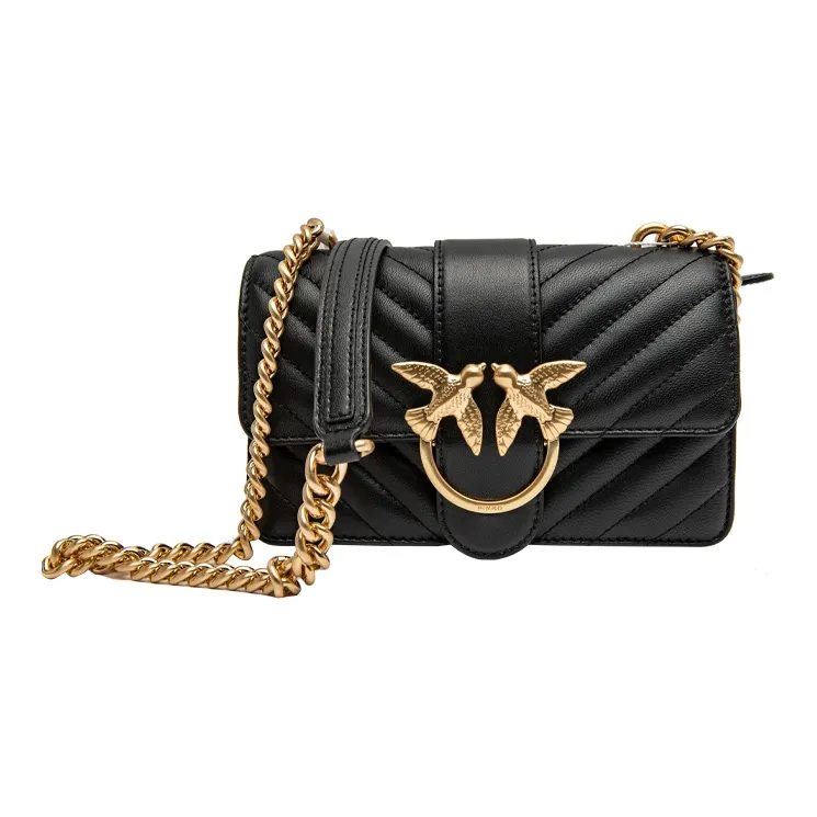 PINKO Quilt Sheepskin Chain Bag, Bird Bag, Swallow Bag, Crossbody Bag, Shoulder Bag Women's