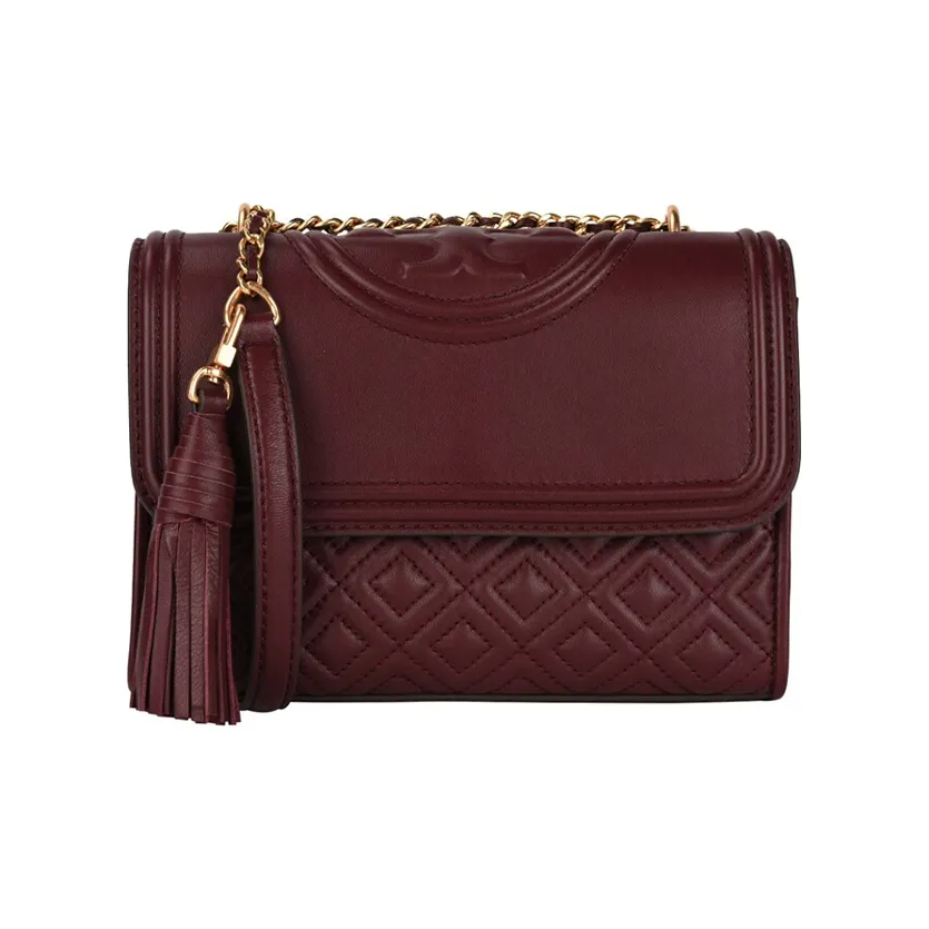 TORY BURCH Fleming Sheepskin Crossbody Bag, Shoulder Bag Women's Burgundy
