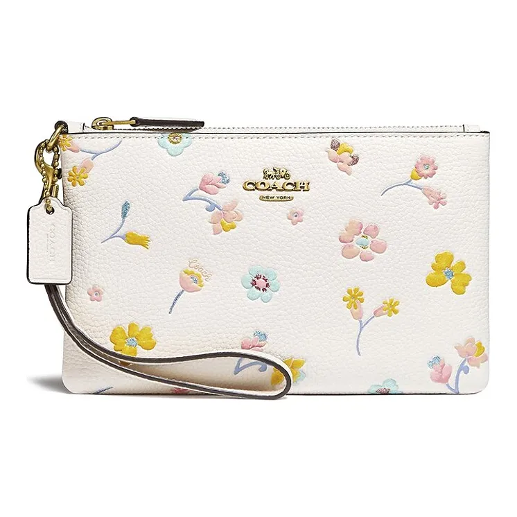 COACH Wristlet Leather Clutch Handbag Women's White