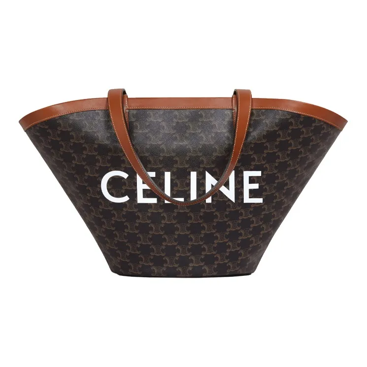 CELINE Couffin Canvas With Leather Binding Tote Bag Shopping Bag Handbag Large Size Women's Black/Brown