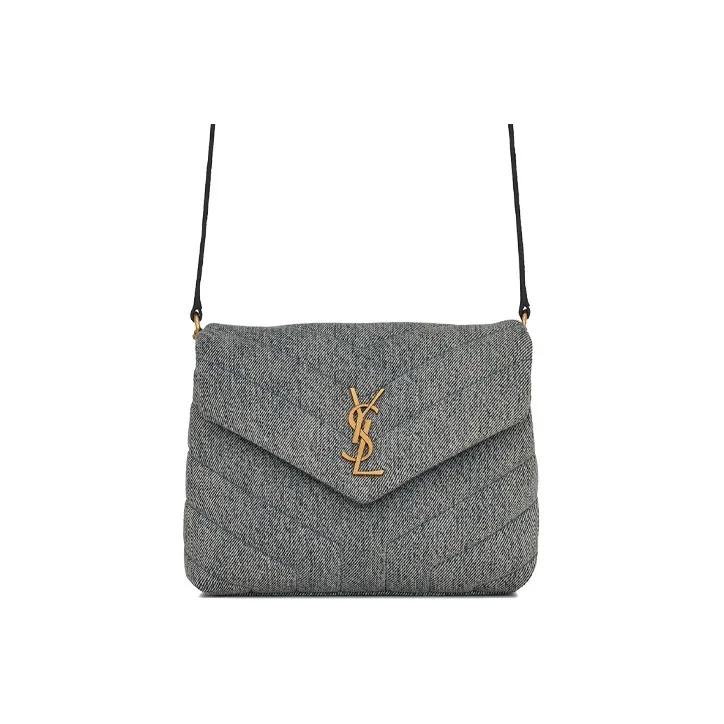 SAINT LAURENT LOULOU Denim Cloud Bag Pillow Bag Shoulder Bag Crossbody Bag Mini Women's Light Blue