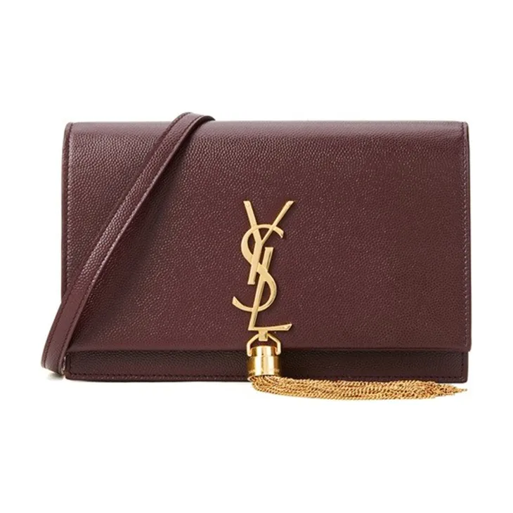 SAINT LAURENT KATE Leather Chain Wallet, Shoulder Bag, Crossbody Bag Women's Dark Red