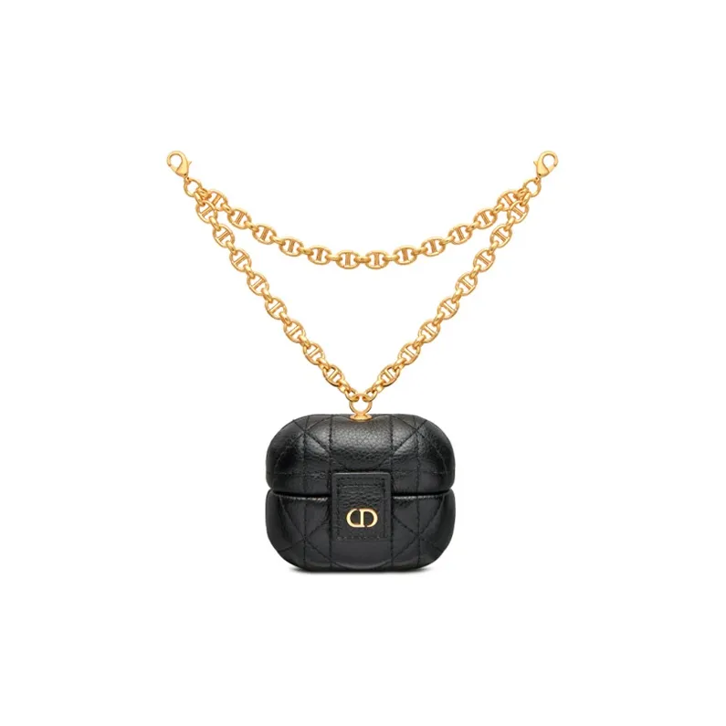 DIOR Caro Cow Leather Headphone Sleeve Women's Black