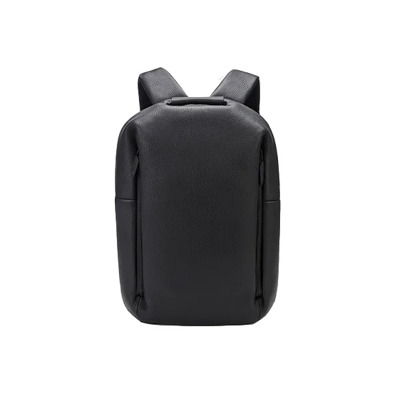 SUREN Cow Leather Backpack Unisex Snow Mountains Black & Earth Brown
