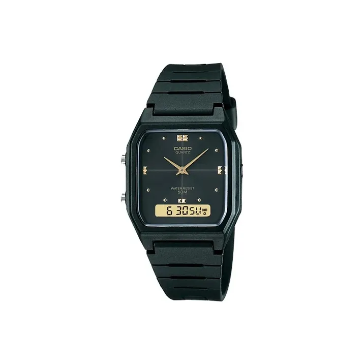 CASIO YOUTH Collection Кварцевый механизм Блок Смольный ремешок Часы Мужские Черный циферблат