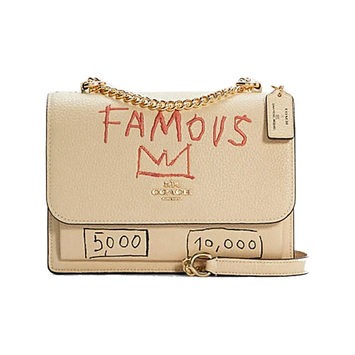 COACH X Basquiat Collaboration Klare Leather Trunk Bag Crossbody Bags Small Size Women's Khaki