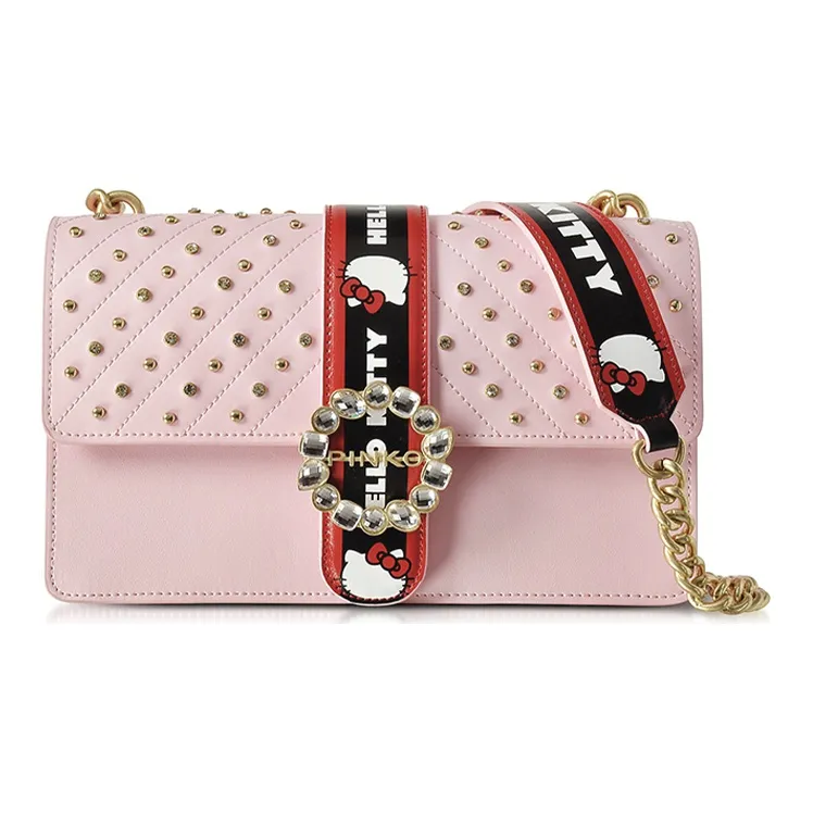 PINKO Cow Leather Shoulder Bag Women's Pink