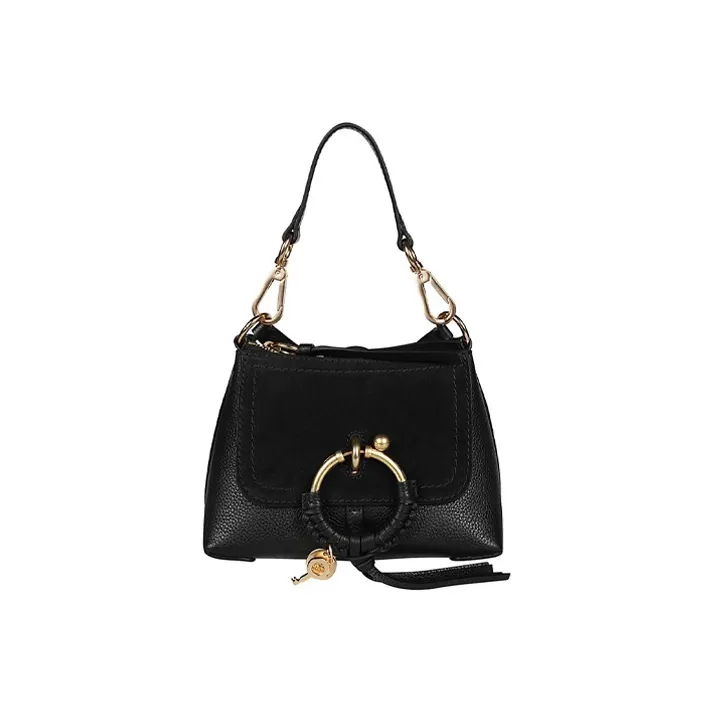 See By Chloe Leather Trapezoid Bag, Portable Crossbody Bag, Shoulder Bag Women's Black