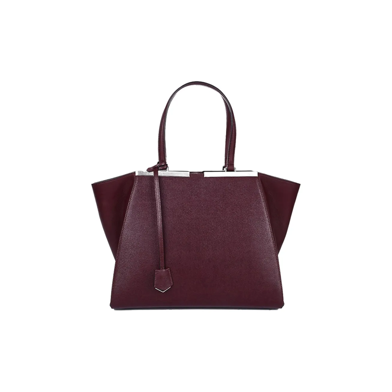 FENDI Cow Leather Tote Bag Shopping Bag Handbag Regular Women's Burgundy