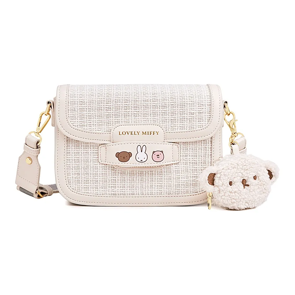 MIFFY ПУ (полиуретан) текстильная смесь сумка через плечо маленькая женская молочно-белый кофейный