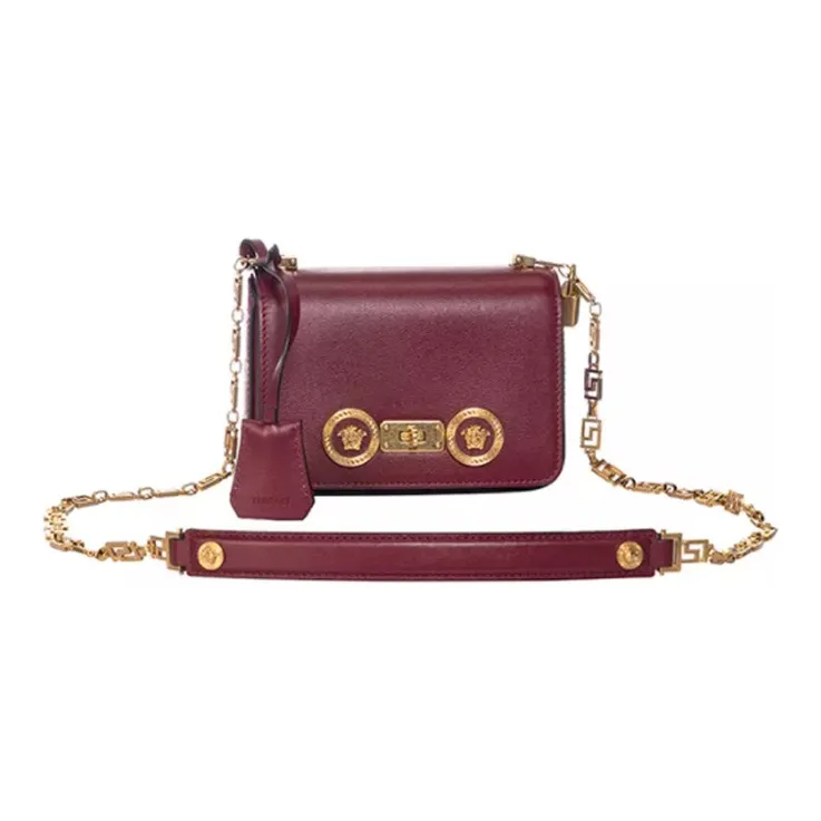 VERSACE Cow Leather Shoulder Bag Crossbody Bag Mini Women's Paste Purple Color