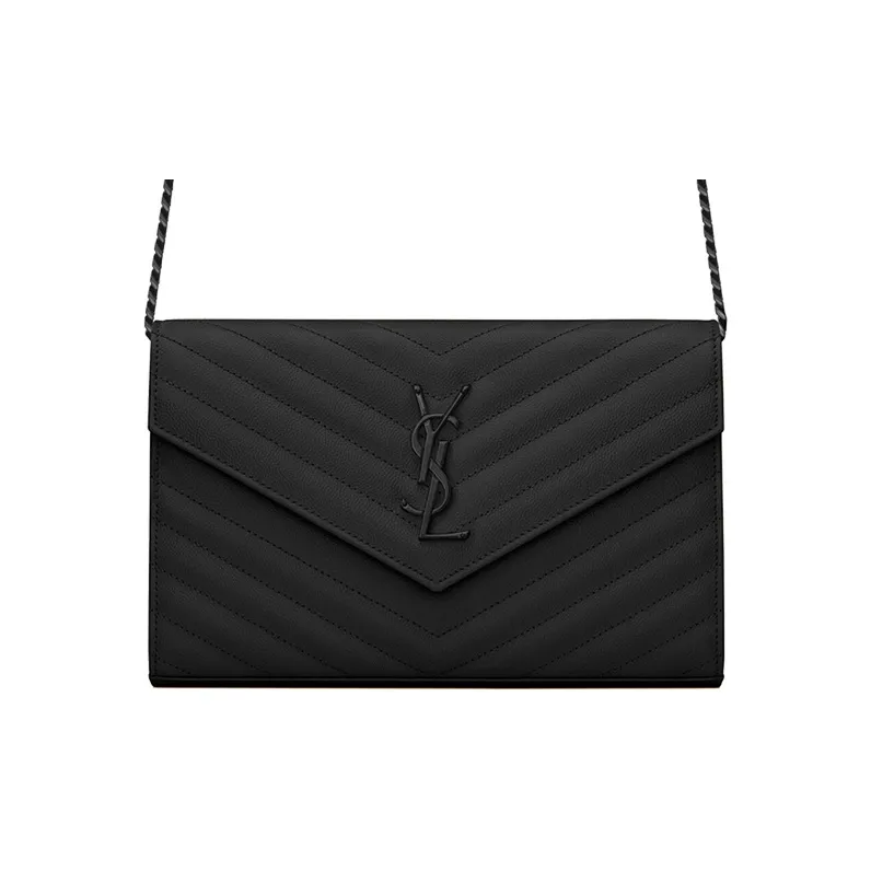 SAINT LAURENT CASSANDRE Grained Calfskin Wallets Crossbody Bags Shoulder Bags Women's Black