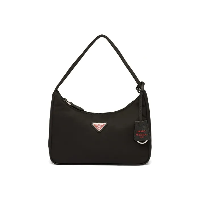 PRADA Nylon Underarm Handbag, Shoulder Bag Women's Black