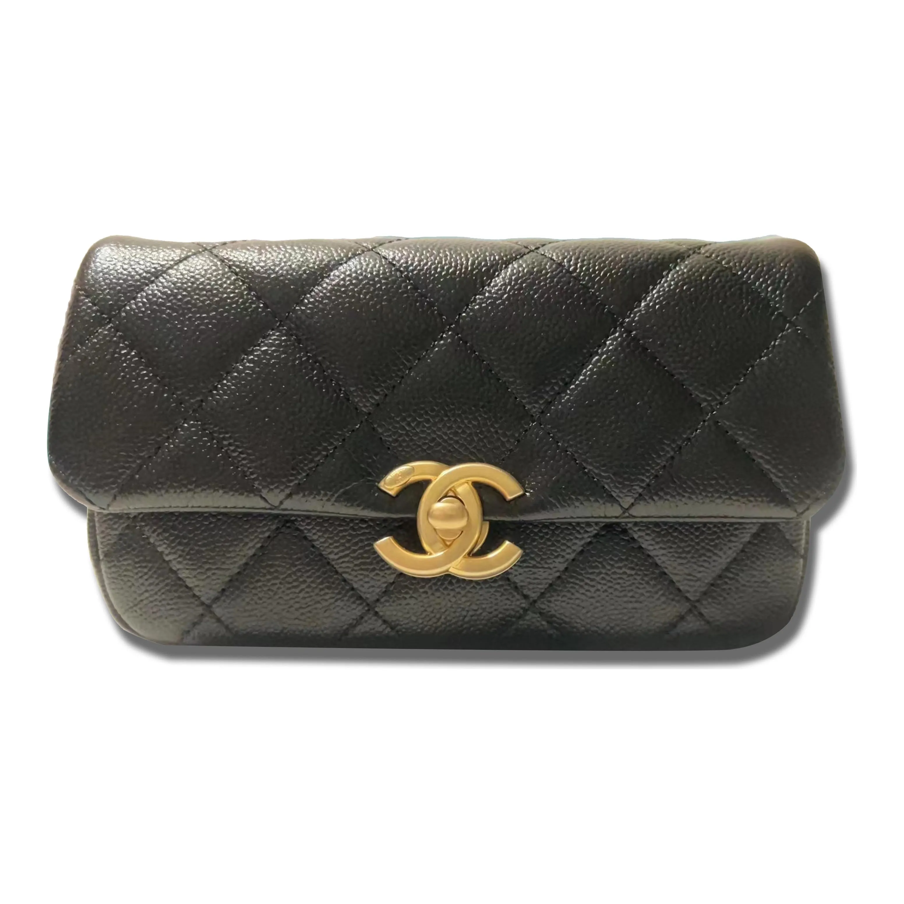 CHANEL Grain Embossed Cow Leather Crossbody Bag, Shoulder Bag Women's Black