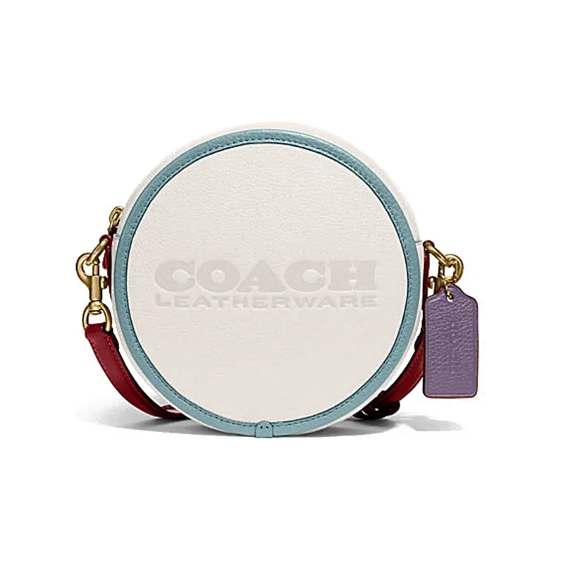 COACH Kia Crossbody Small Round Bag, Handbag, Shoulder Bag, Crossbody Bag Small Size Women's Blue, White, Multicolor