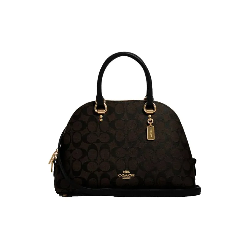 COACH Katy Leather Dome Bag Portable Crossbody Bag Shoulder Bag Regular Women's Dark Brown