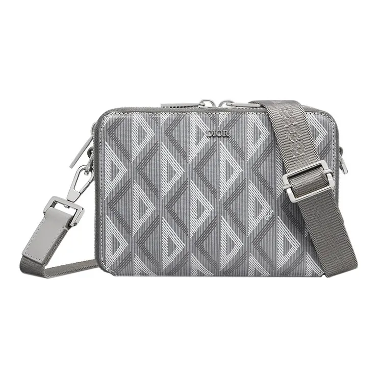 DIOR Canvas, Leather Messenger Bag, One Shoulder Crossbody, Clutch Regular Men's Gray