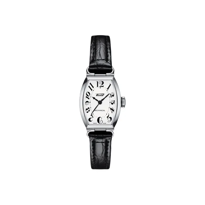 TISSOT Porto Series Mechanical Movement Women's Watch 22mm White Dial Stainless Steel Case Leather Strap