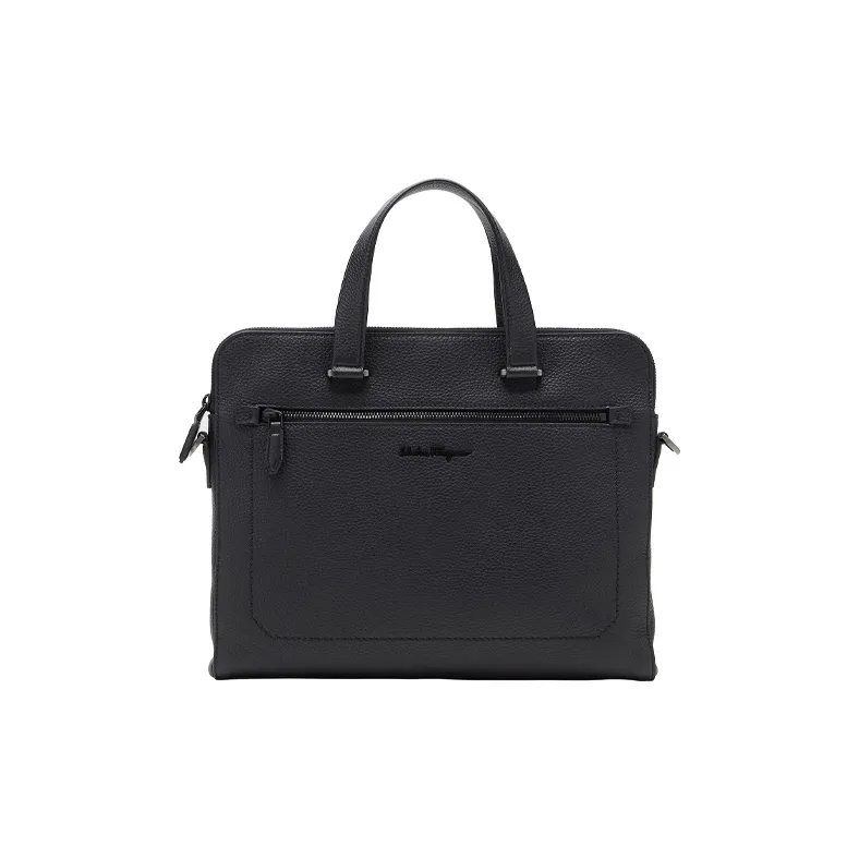FERRAGAMO Cow Leather Briefcase, Laptop Bag, Handbag Regular Men's Black