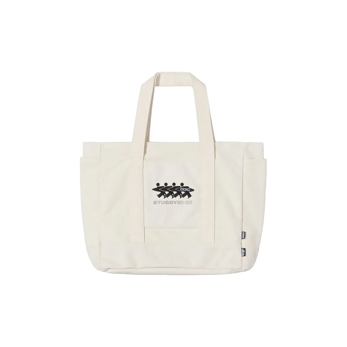 Stussy CDG Collaboration Canvas Tote Bag, Shopping Bag, Canvas Bag, One Shoulder Handbag Regular Unisex White