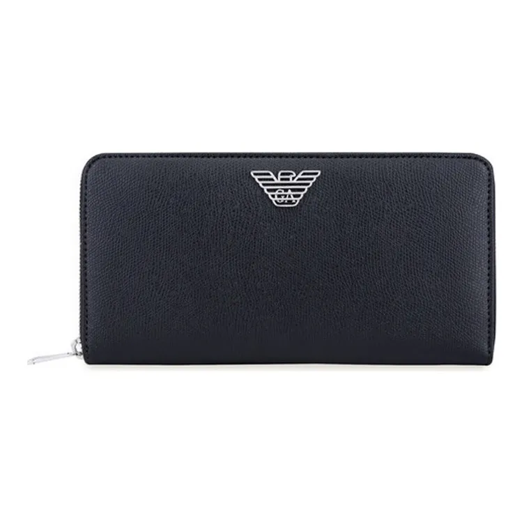 EMPORIO ARMANI Polyester Money Clip Leather Wallets Men's Black