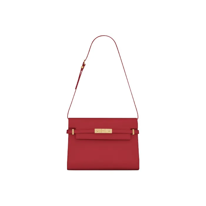 SAINT LAURENT MANHATTAN Cow Leather Crossbody Bag, Shoulder Bag Women's Cupid Red