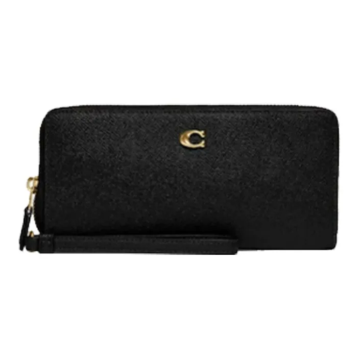 COACH Continental Wallet Leather Wallet Women's Black