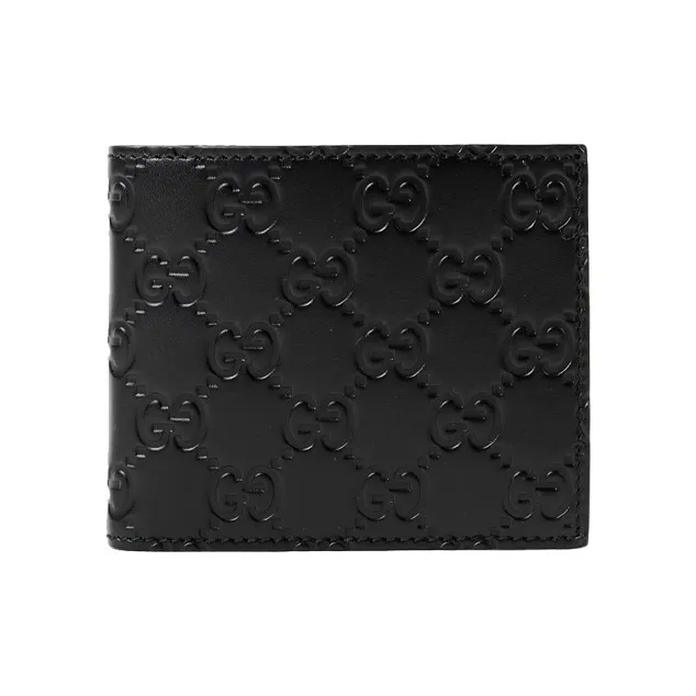 GUCCI Cow Leather Wallet Men's Black