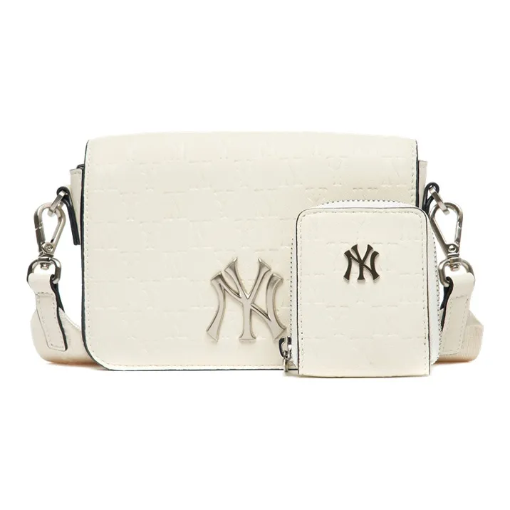 MLB Monogram Collection Polyester, Elastane, Cotton Combo Bag, Crossbody Bag, Shoulder Bag Unisex Cream White