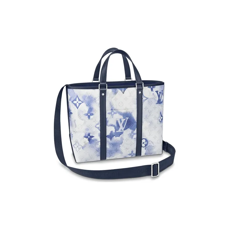 LOUIS VUITTON Canvas Tote Bag, Shopping Bag, Portable Crossbody Bag, Shoulder Bag Men's Gradient Blue