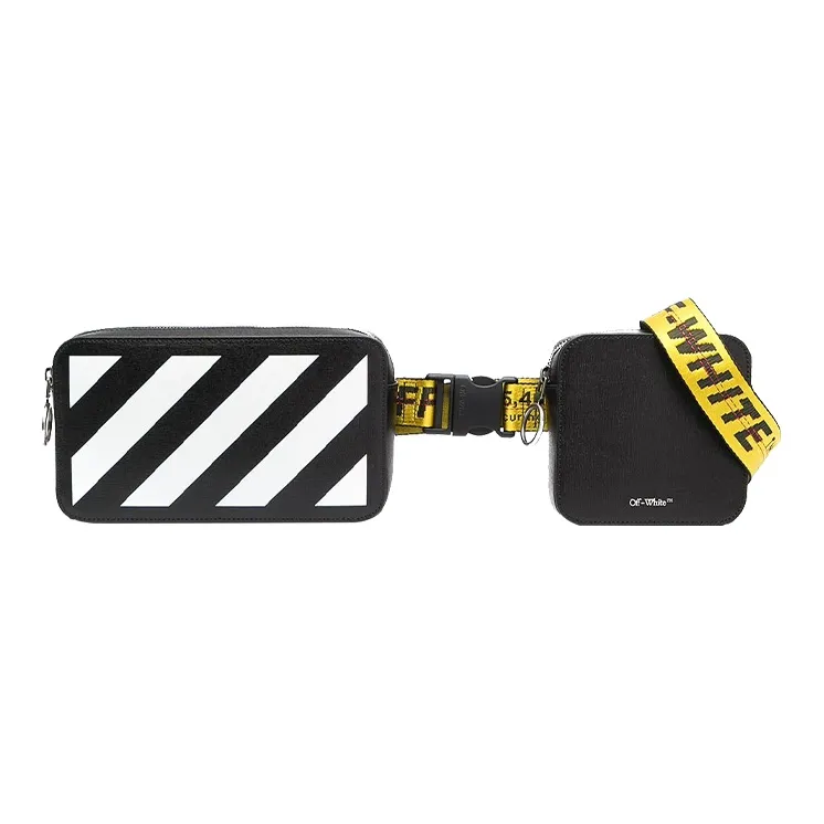 OFF WHITE Diag Striped Industrial Belt Strap Belt Bag Black/White/Yellow