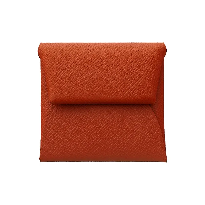 HERMES Bastia Коровья кожа Монетница Женская Кирпично-красный