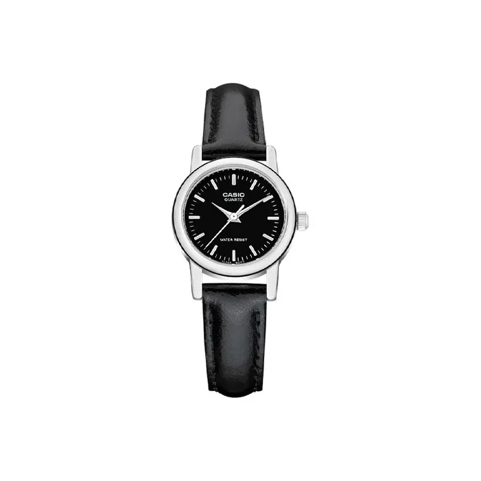 CASIO DRESS Collection Кварцевый механизм Кожаный ремешок Часы Женские Черный циферблат