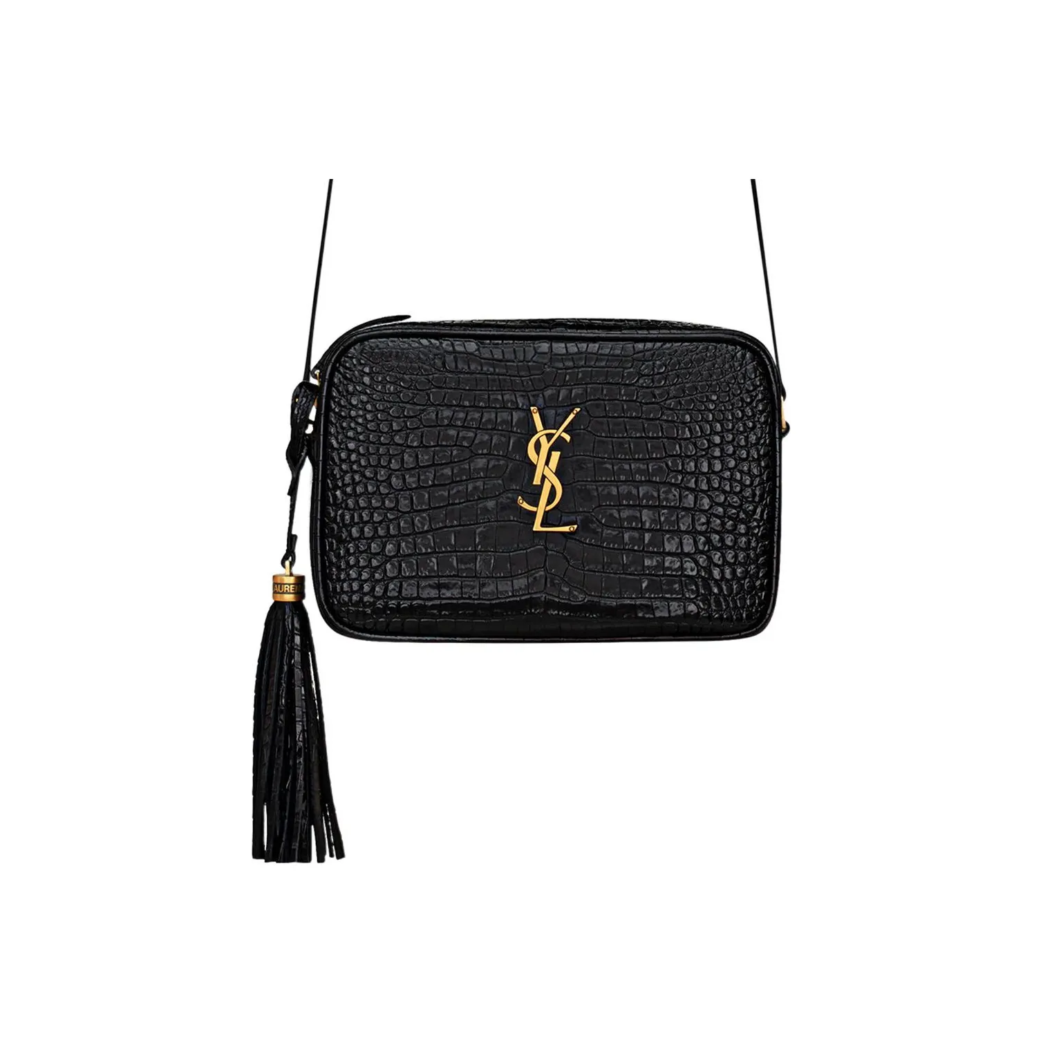 SAINT LAURENT LOU Leather Crossbody Bag Shoulder Bag Women's Black