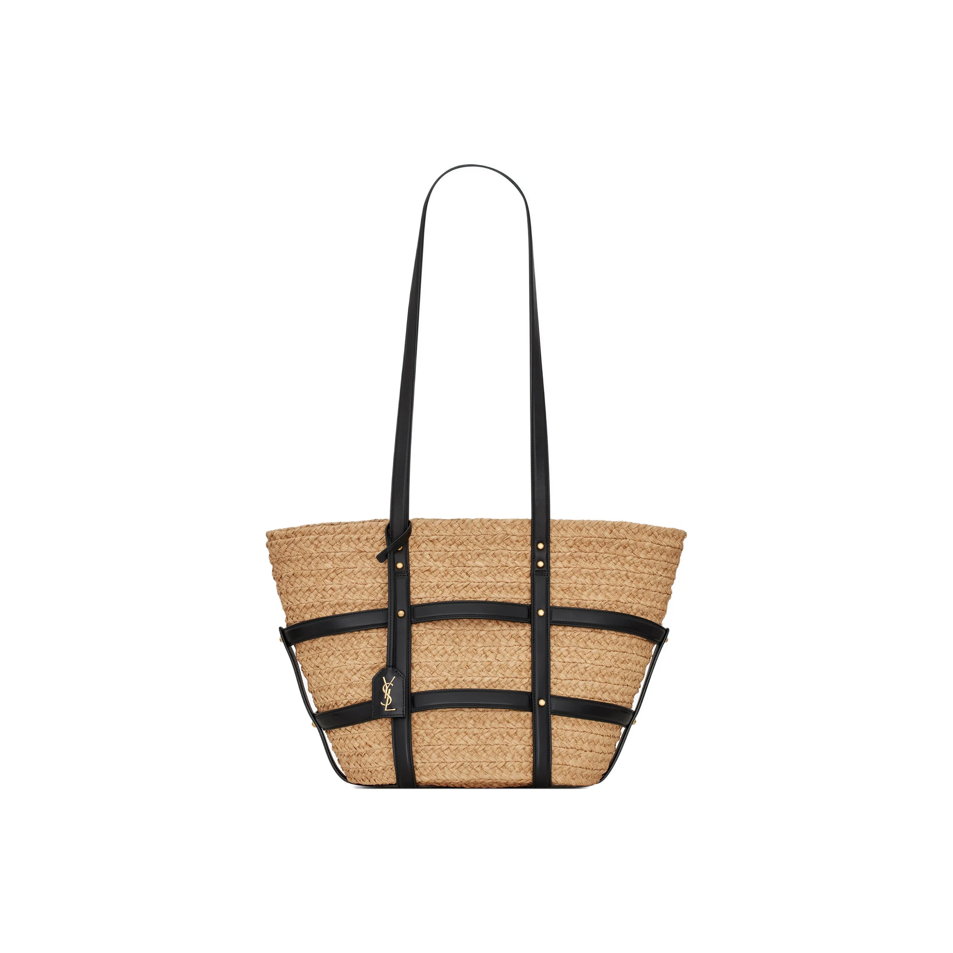SAINT LAURENT Raffia Tote Bag Shopping Bag Handbag Regular Women's Natural Beige Yellow