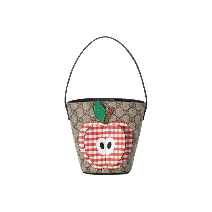 GUCCI Canvas Leather Handbag Kids' Ebony/Red