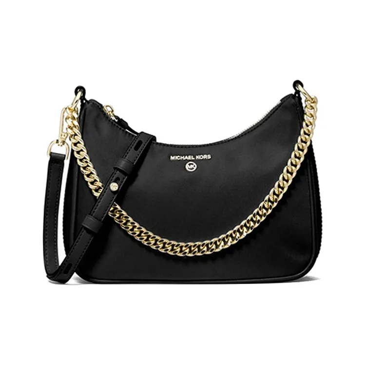 MICHAEL KORS Jet Set Leather Trim Shoulder Bag, Crossbody Bag Medium Size Women's Pure Black
