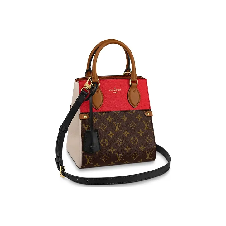 LOUIS VUITTON Canvas With Calfskin Shoulder Bag, Crossbody Bag, Handbag Women's Red White Black