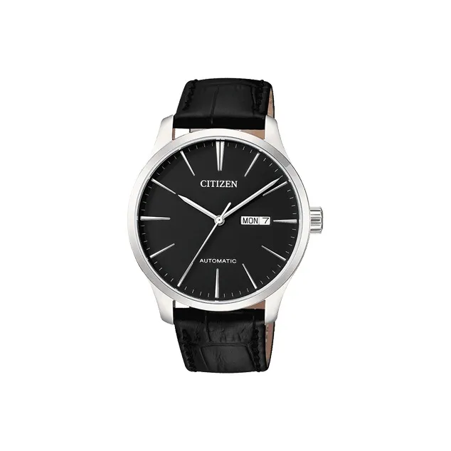 CITIZEN Classic Mechanical Механизм Натуральная кожа Ремешок Часы Мужские Черный циферблат