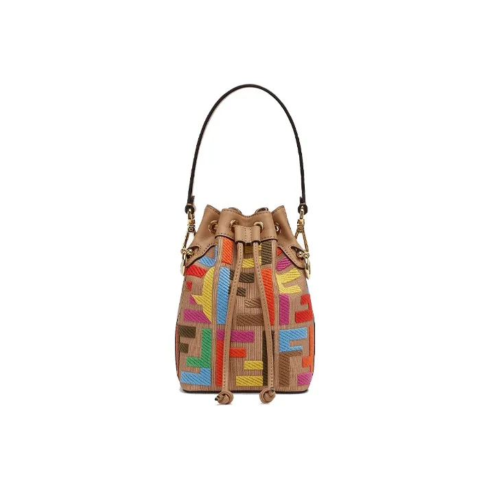 FENDI Mon Tresor Blended Polyamide Bucket Bags Shoulder Bag Crossbody Bag Handbag Mini Women's Beige & Multicolor