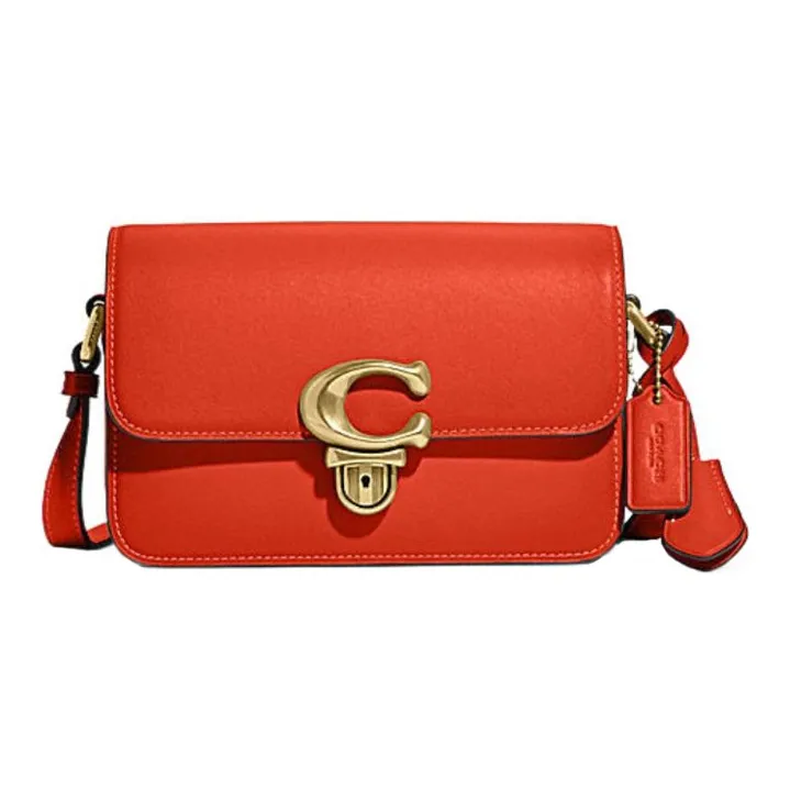 COACH Studio Cow Leather Crossbody Bag Trumpets Women's Orange Red