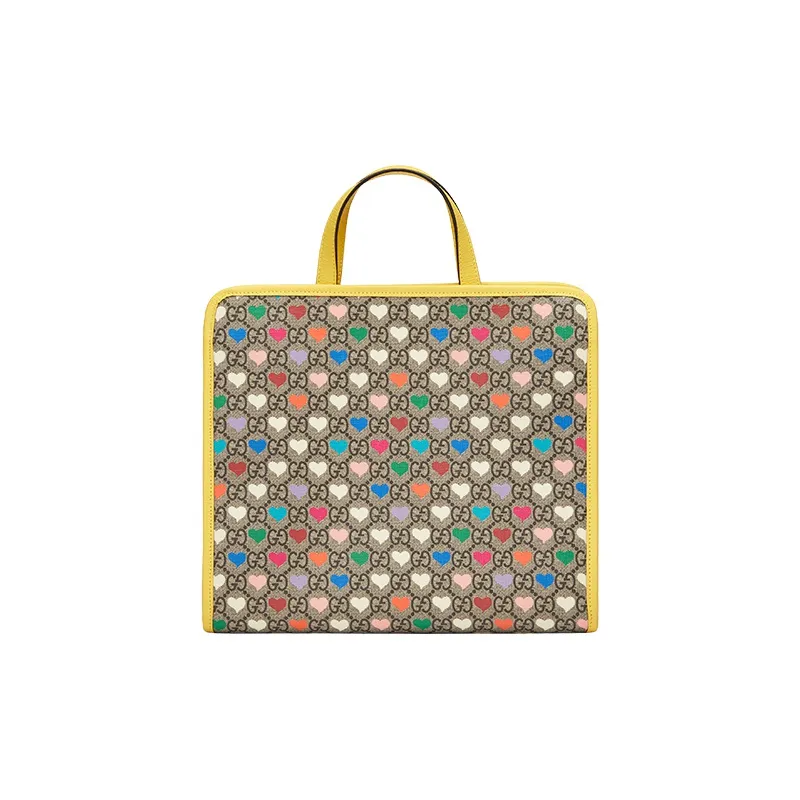 GUCCI Nylon Fabric Tote Bag, Shopping Bag, Handbag, Kids' Bag Kids' Ebony/Yellow/Candy