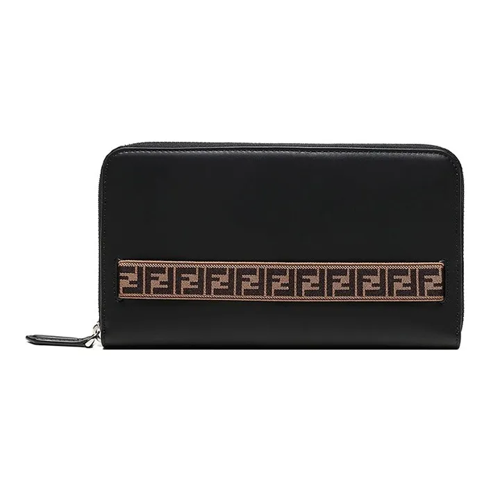 FENDI Leather Wallet Men's Black/Brown