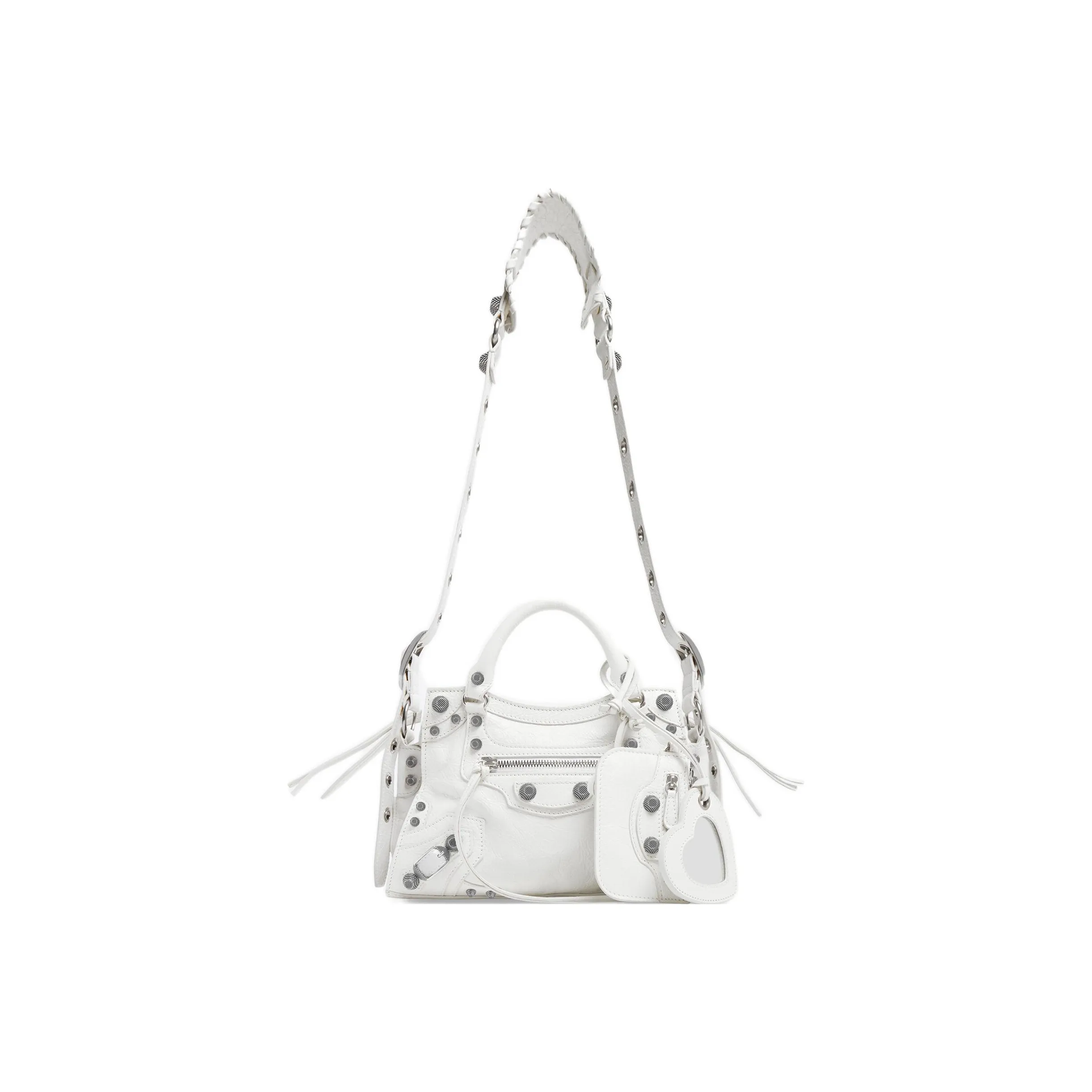 Balenciaga Fine Grained Sheepskin Shoulder Bag, Crossbody Bag Extra Small Women's White