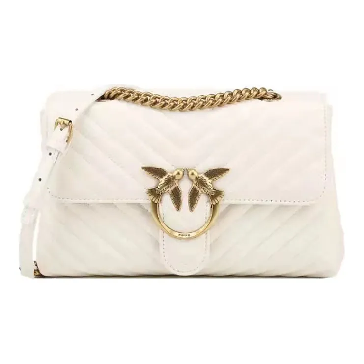 PINKO Puff Sheepskin Pillow Bag Sparrow Bag Shoulder Bag Crossbody Bag Large Size Women's White