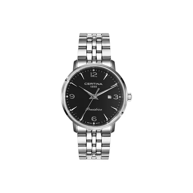 CERTINA Camaro Collection Кварцевый механизм Женские часы 28 мм Черный циферблат Корпус из нержавеющей стали Ремешок из нержавеющей стали