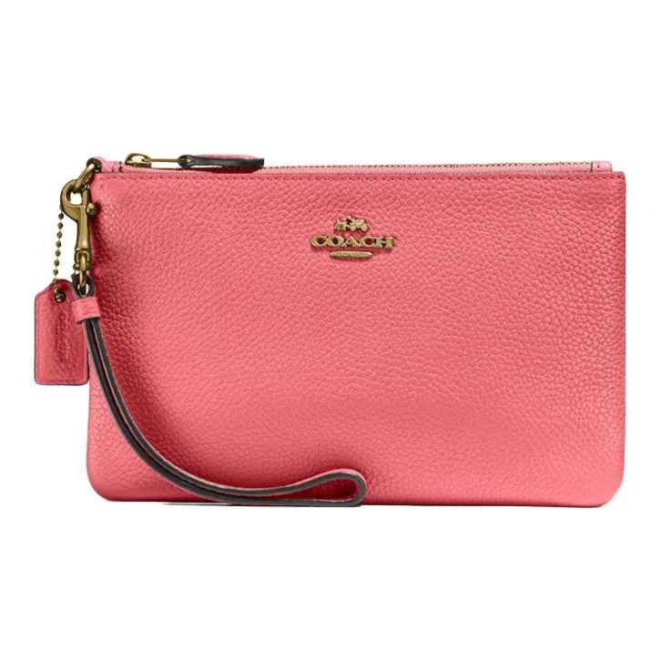 COACH GRAIN LEATHER Запястье Сумка Маленькая Сумочка Клатч Маленькая Женская Конфетно-Розовый Цвет Вишневый Цветок